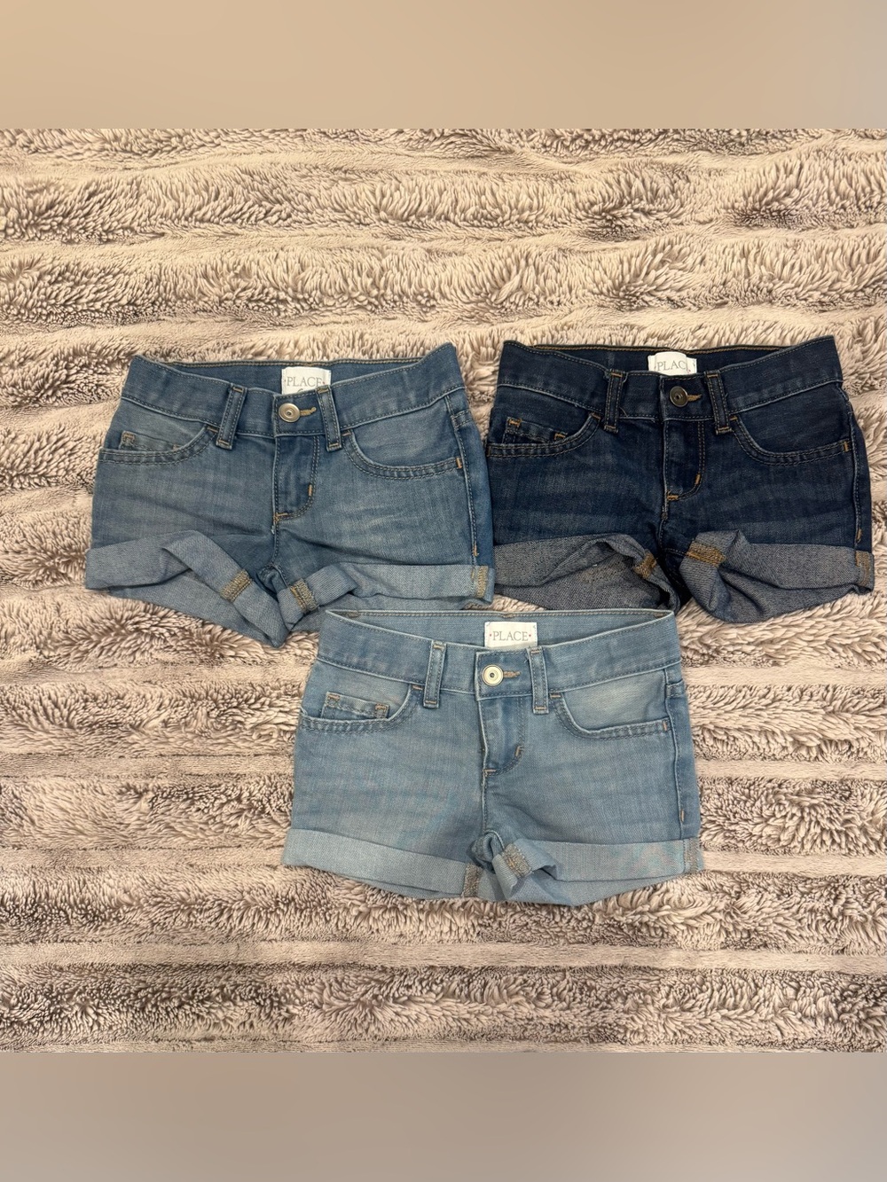 The Children’s Place Girls' Denim Snap Button Shorts Trio Size 4
